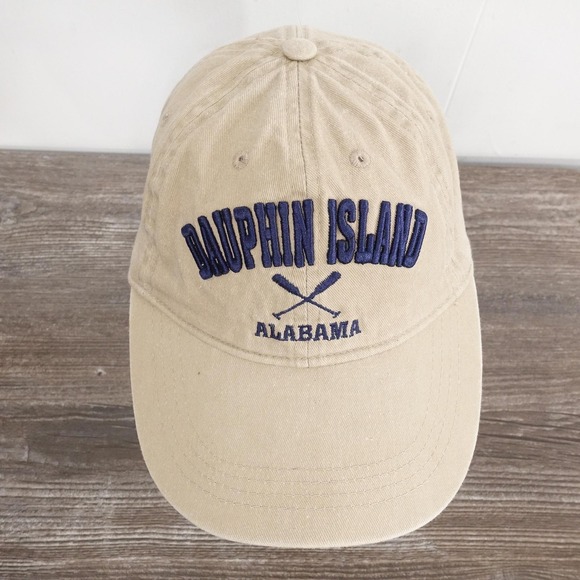 Dauphin Island Alabama Hat Cap Strap Back Embroidered Oars Lucky 7 Mens USA - Picture 3 of 9